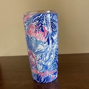 NIB GWP Lilly Pulitzer “Salt Water Blue Shade Seekers” 20oz Travel Tumbler